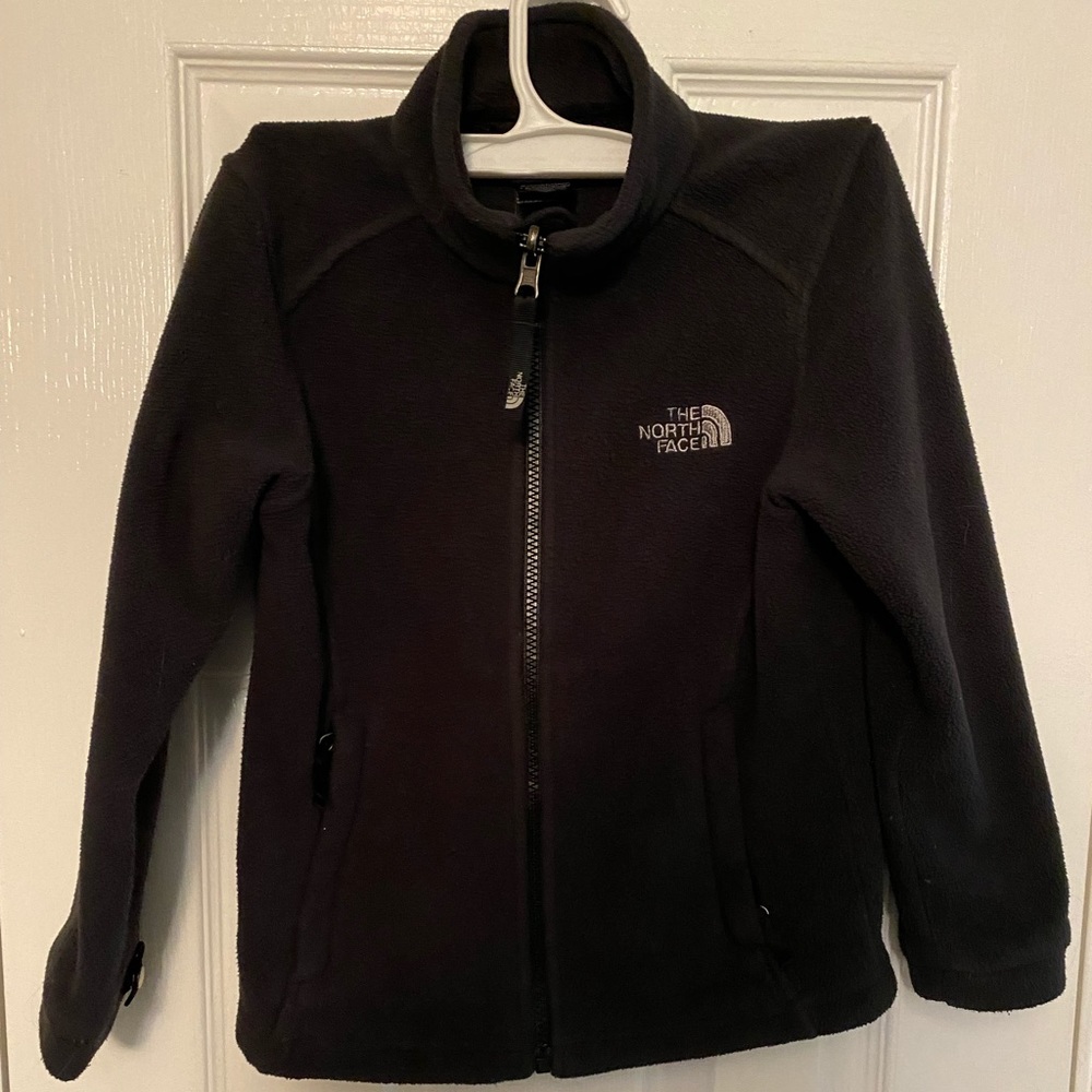 Girls The North Face Fleece Jacket 6x Charcoal Grey Black Silver